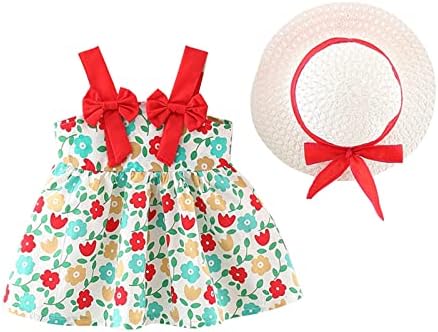 Lcziwo летен фустан бебе девојче Хавајски празничен фустан + слама капачиња за деца Девојки засадуваат роденденска забава принцеза