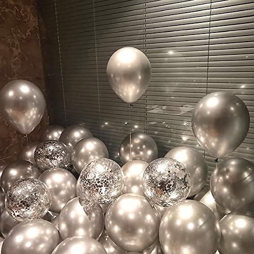5 инчни Метални Сребрени Балони, 100 парчиња Дебели Хромирани Роденденски Балони Латекс Хелиум Балони За Забава Роденден Свадба Бебе