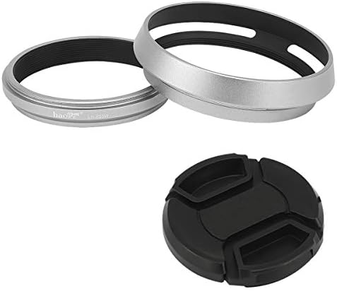 Haoge LH-X53W 3IN1 леќа аспиратор со адаптерски прстен со капаче за Fujifilm fuji finepix x70 x100 x100s x100t x100f x100v среброто