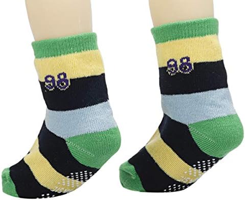 Shoppewatch 12 пара чорапи за бебиња за бебиња со држачи против лизгање на нелизгазните дното за деца новороденчиња бебиња