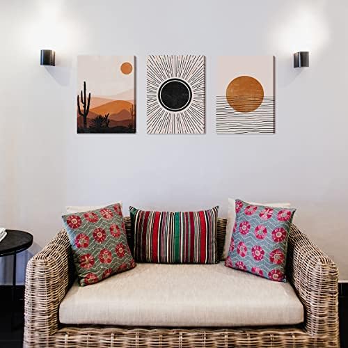 Апстрактна сонце пустинска кактус сончање сонцето зраци океански платно wallидни уметности отпечатоци бохо тематски уметнички декор за канцеларија домашна спална