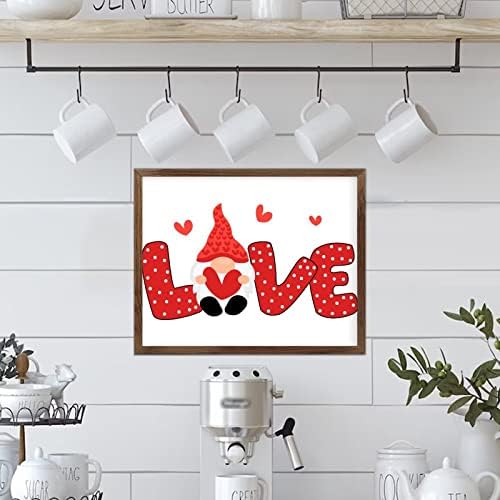Loveубов гном дрвена знак плакета, loveубовно срце врамено дрво плакета, 20x16in Среќен Денот на вineубените што виси wallидна уметност,