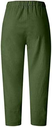Постелнини панталони за жени глуварче печати лабава вклопена летна салон панталони еластични панталони половината пантолони панталони