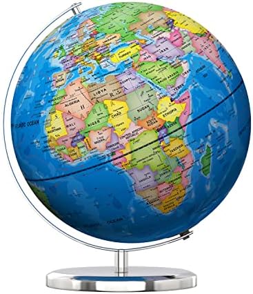 Waldauge 13 Светски Глобус Со Штанд, Осветлени Образовни Глобуси СО HD Печатена Мапа За Учење Во Училница За Деца, LED Светилка