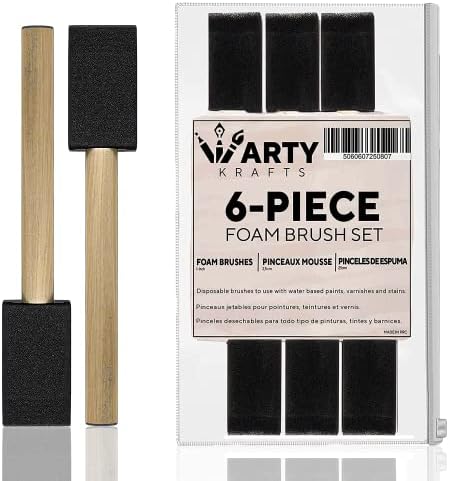 Arty Krafts Pack од 6 врвни квалитетни четки за боја на пена сет - разноврсна четка за пена и четка за боја на сунѓер - идеална за детална