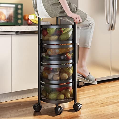 WDBBY повеќеслојна кујна за складирање на кујната, ротирачки корпа за кошарка, зеленчук и овошје решетка за кујна за складирање на кујна бања
