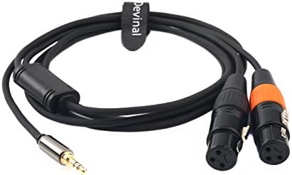 Devinal 1/8 инчи TRS до двојна XLR женски Y-адаптер кабел, 3,5 mm мини џек стерео машко до 2 XLR Femaleенски интерконекција Збег y Patch