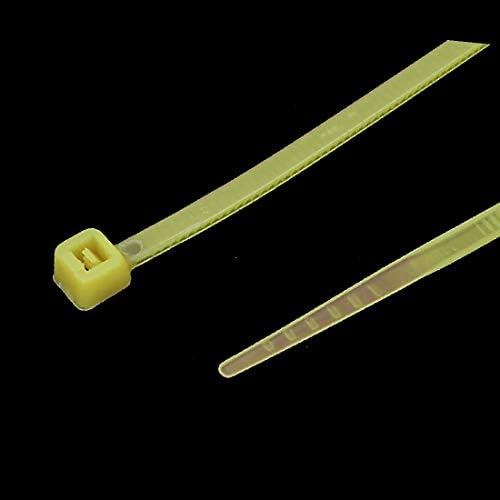 X-gree 3mm x 150mm самостојно заклучување кабел за завиткување на вратоврска, вратоврски, жолти 100 парчиња (3мм х 150мм кабел автобуланте