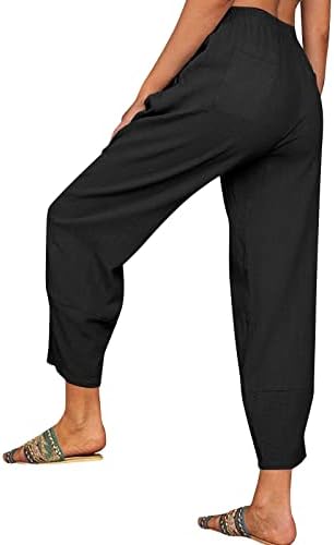 Kcjgikpok дами капри панталони, палацо висока половината лабава лента капри панталони пантолони со џебови женски лесни панталони