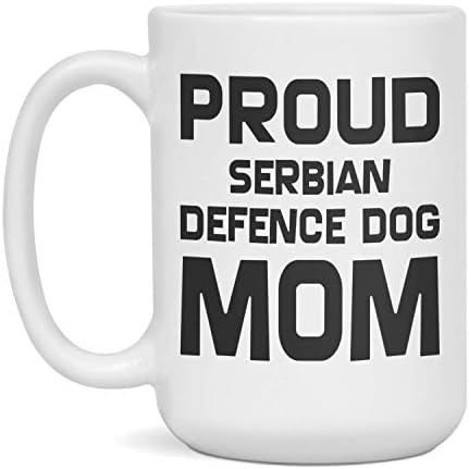 Горда Српска Одбрана Куче Мајка-Смешно Куче Кафе Кригла, 15-Унца Бело