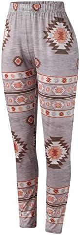 Hemенски хеланки на Ацтеките во Дсодан, меки четкани Божиќни глуждови, панталони Етнички графички печатени јога панталони, погодни за подигање