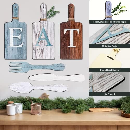 Wirelel [Нова надградба] 6 парчиња 14,5x 5,7 '' Екстра-големи јадат-знаци кујнски декорации, дрвена вилушка и лажица wallид декор,