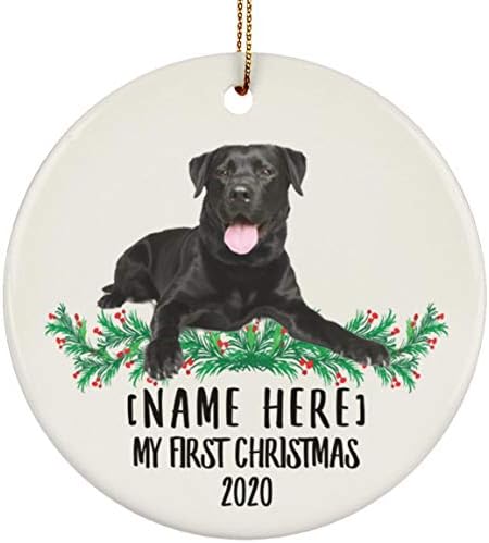 Lovesout Personalized Name Custom Ume Labrador Retriever Black New Youls 2024 Decorations подароци Први 2023 украси за новогодишни елки керамички