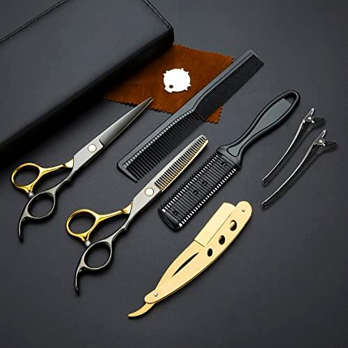 Ножици За Сечење Коса Од црно Злато Професионални Нерѓосувачки Челик Ножици За Разредување На Берберска Коса Салон Мултифункционални