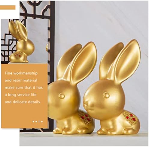 АМОСФУН канцеларија декор Кинески декор Зодијак зајаци фигурини Нова Година зајаци фигура десктоп скулптура украс среќа Домашна декорација