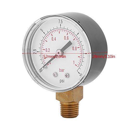 Ftvogue ftvogue Mini мерач на низок притисок 1 4 BSPT конец за гориво на воздухот или вода 0-15psi 0-1Bar BSPT, мерач на притисок