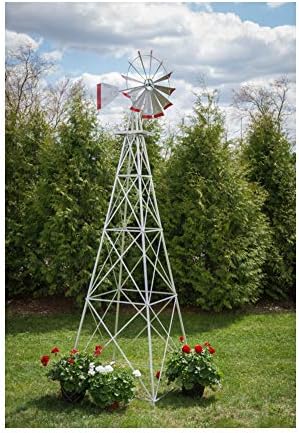 10 ft Премиум алуминиум декоративна градина ветерница- црвена трим