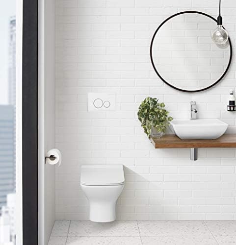 Швајцарски Медисон добро изработен засекогаш SM-WT449 Св. Тропез wallид висеа тоалет, сјајно бело и SM-WC001W активирач на активатор, бела