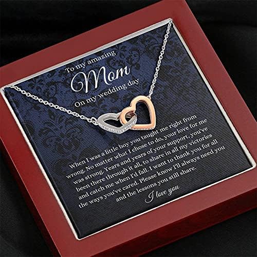 Накит за картички за пораки, рачно изработен ѓердан- Персонализирани срца за блокирање на подароците, на мама на денот на мојата свадба,