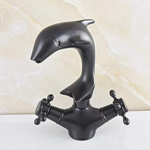 Црно масло нанесуваат бронзено вртење на вртливата двојна вкрстена рачка симпатична животинска делфин кујна кујна мијалник миксер Допрена чешма