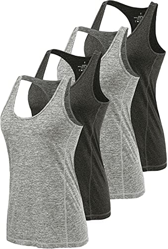 Продолжени резервоари за вежбање на воздухот за жени за жени со јога тркачки резервоари Атлетска брза активна облека 4 пакувања