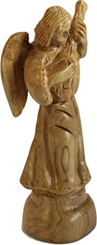 Ангел што свири музика - врежан во маслиново дрво, врежани лица и детали стил
