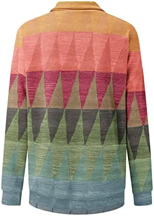 Kuaileya женски четвртина поштенски пуловер Обични врвови за женски моден печатење лапел половина патент лабава џемпер одговара на