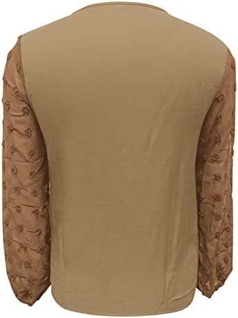 Beuu жени 1/4 zip-up v вратот шифон кошули швајцарски точки долги ракави врвови случајни удобни лабави пулвер блузи дуксери