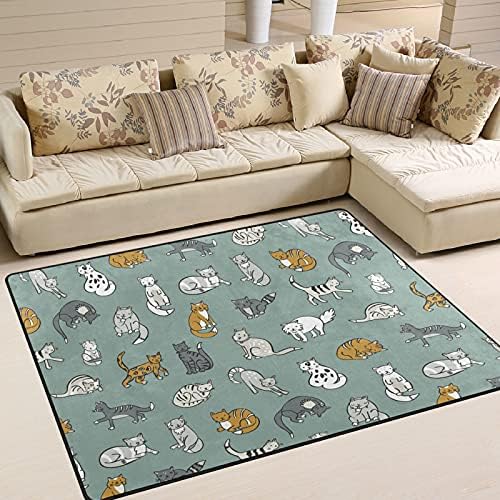 Смешни мачки шема големи меки подрачја расадник плејматски килим за деца играат соба за спална соба дневна соба 80 x 58 инчи, килим