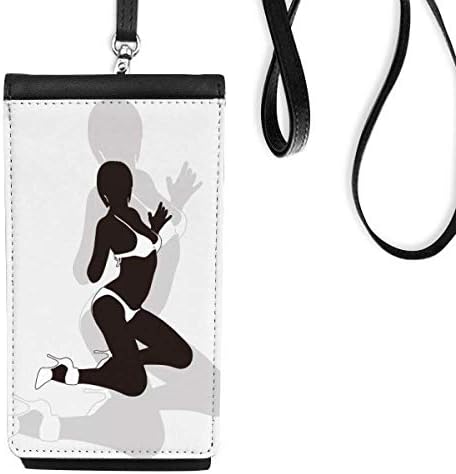Hotешки жени клекнат бикини гал телефонски паричник чанта што виси мобилна торбичка црн џеб