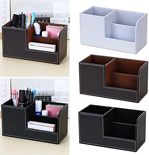 N/A PU кожен биро Организатор за молив за складирање на кади за складирање на кади со 3 оддели за материјали за домашни канцеларии