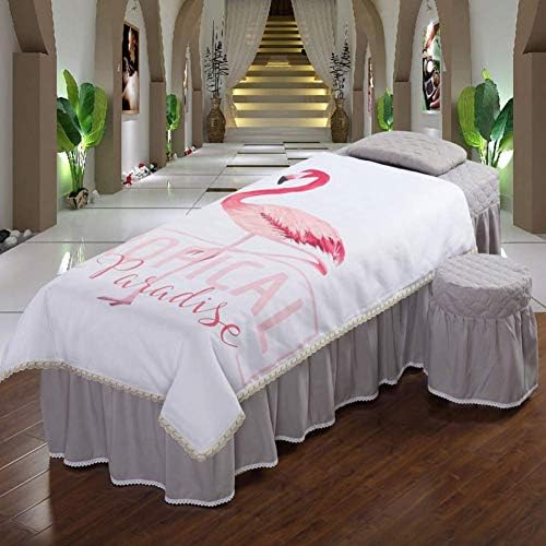 ZHUAN Premium Massage Table Sheet Sets with Face Rest Hole Massage Beds Skirt Pillowcase Lace Beauty Salon Physiotherapy Bedspreads-Gray 70x190cm