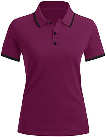 Поло кошули на лујаа за жени голф кошули со кратки ракави со копче V вратот копче надолу од тунични врвови суво вклопување