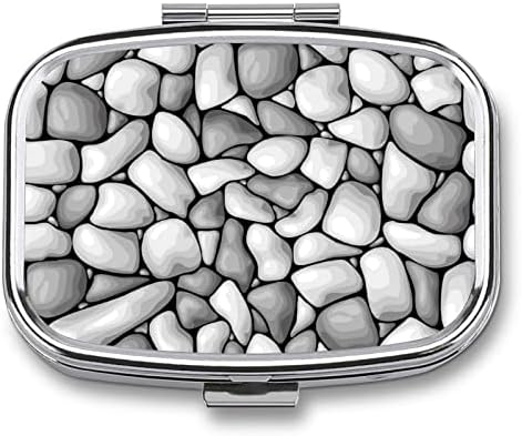 Квадратна пилула кутија камен мермер пилула кутија метална медицина, организатор на пилули за џебна чанта и патување 2.2x1.6in