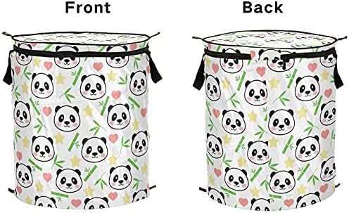 Симпатична панда се појавува алишта за перење алишта со капакот за складирање на капакот за складирање на капакот за хотел за хотел во просторијата