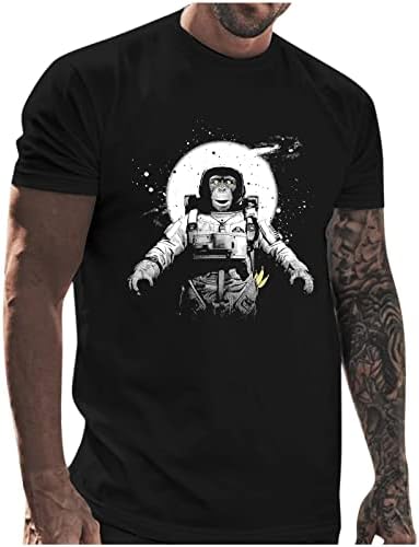 XXBR Менс летни кратки ракави маици Смешни вселенски печати за печатење на екипаж на екипаж на врвови за спортски тренингот