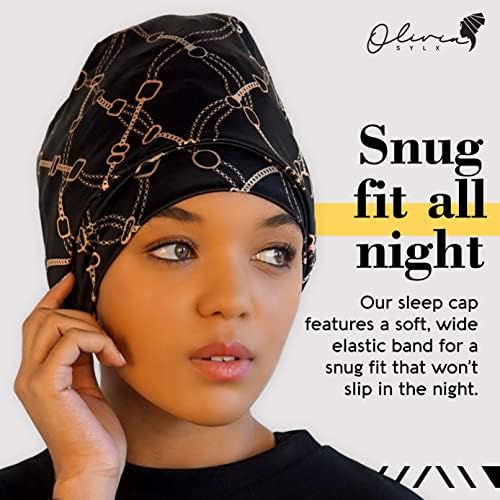 Завитка за сатен за коса - сатен капа за спиење и хауба за коса за спиење - сатен наречен капаче за спиење, завиткан капаче за сатенска глава