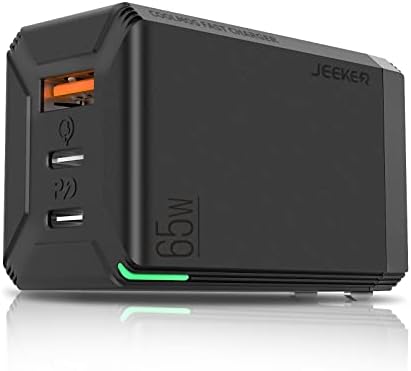 Jeeker 65W GAN USB C Charger 3 Port, PD Fast Charger Multiport USB C Wall Charger Aplater Adapter за MacBook Pro Air, iPad Pro Air,