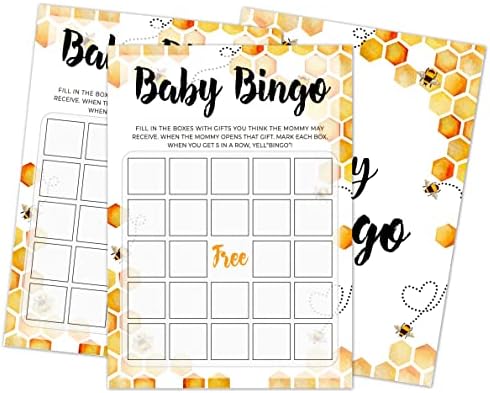 Yuansail Бебе бинго игра за туширање, родова, се открива помош за забави, украси за забава со пчели, - 30 картички за игри