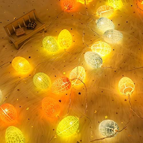 Konsait 10ft 20lights Велигденска декорација Велигденски јајца светла, светла на велигденски жици, батерија оперирана декорација самовила