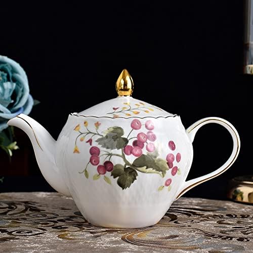 Ytyzc 15 парчиња Златен раб за олеснување керамика розова боја цреша кафе сетови со чајник керамички чајник и сет на чаши