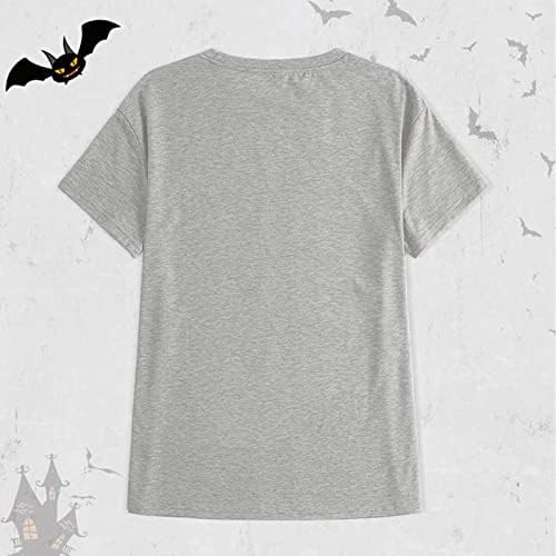 Женски падови маици од тиква Смешна кратка ракав Ноќта на вештерките Диносаурус Графички маички врвови маички за жени за жени
