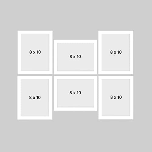 Рамка за фото -рамка за меморија за меморија ecraftindia, бела - сет од 6 фото рамки за 6 фотографии од 8 x10