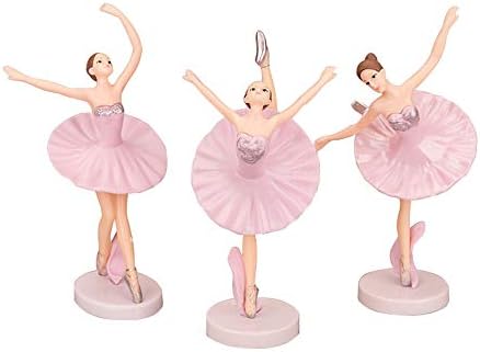Минијатурни фигурини за балет девојки, 3 парчиња розови танцувачки девојки балерина статуи, балерина девојка за торта домашна декорација