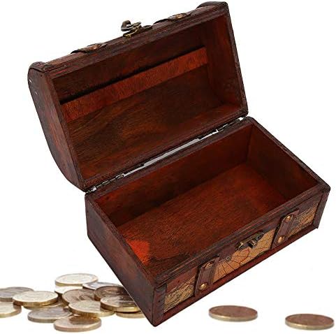 Ретро дрвена кутија Hapivida, гроздобер декоративен накит за складирање на кутија Дрвена кутија за лов на кутија за лов на кутија