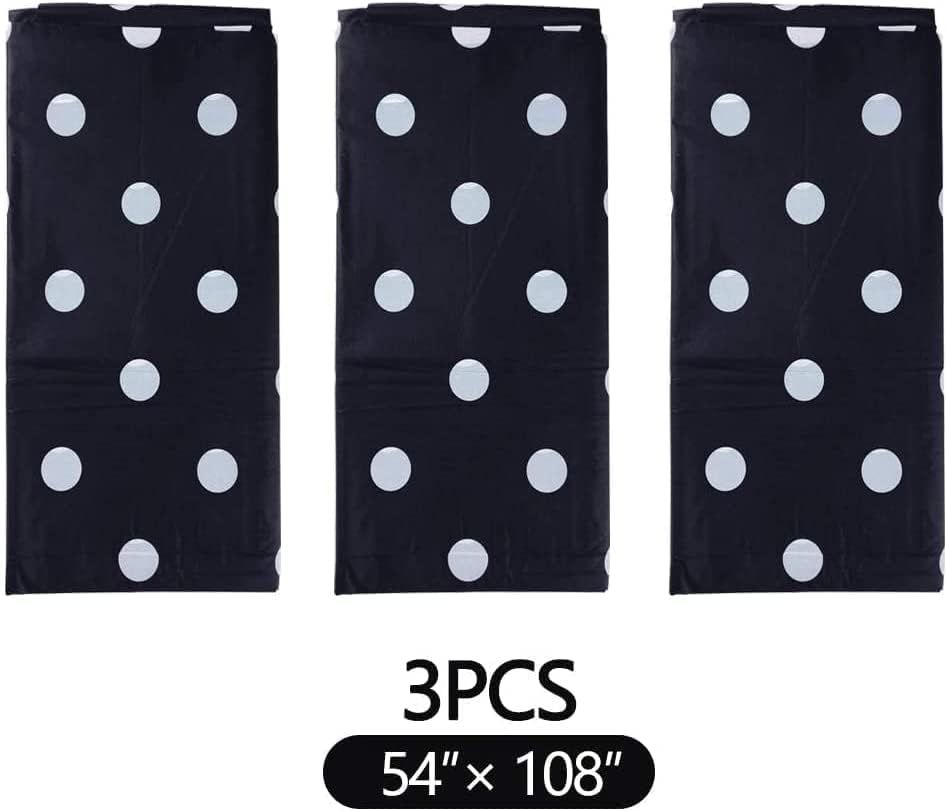 Beishida Black Polka Dot Plastic Callect Cover 54x108 Inch Table Cover For Halloween Catering Buffets, Декорации за семејни забави
