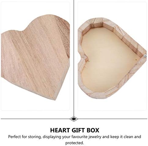 Doitool 4 парчиња кутии за накит од дрво во облик на срце