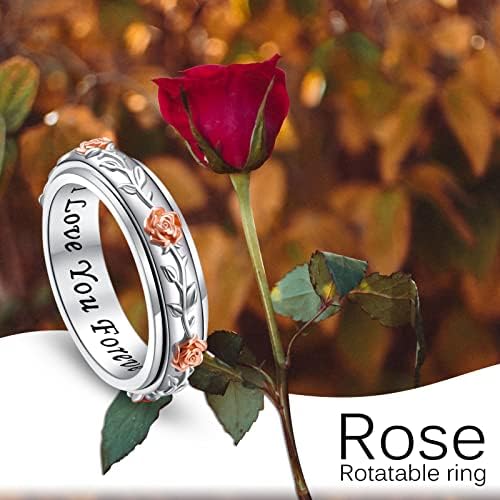 Hoohwe Fastiess Ring за жени, S925 Стерлинг Сребрен фиџгет прстени за вознемиреност кај жени Спинер прстени Анксиозност на накит за