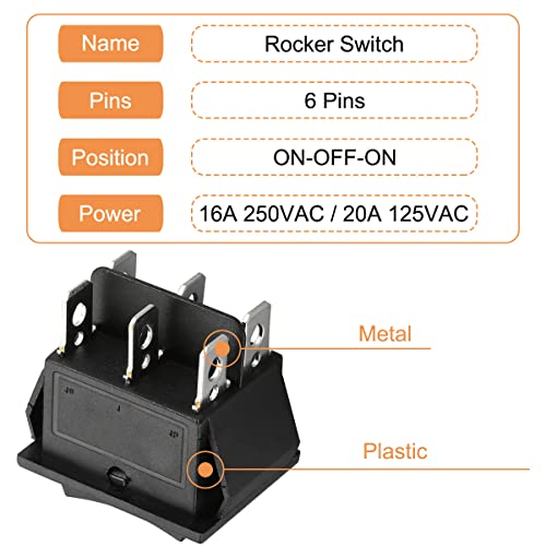 DKARDU Rocker Прекинувач 6 Pin 3 Позиција вклучување/Исклучување / ВКЛУЧУВАЊЕ Прекинувач За Моментално Вклучување Поларитет Обратен