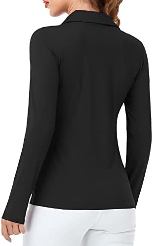 Sonevenенски женски колад V врат со долги ракави Поло кошули влага за голф -маици маици тенок вклопување за обична работа